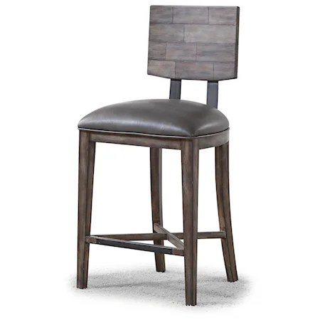 Industrial Counter Chair with Leather Seat